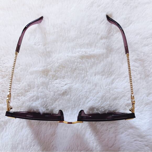 Gia Clear Dark Purple Chain Link Oversized Sunglasses - Picture 5 of 11